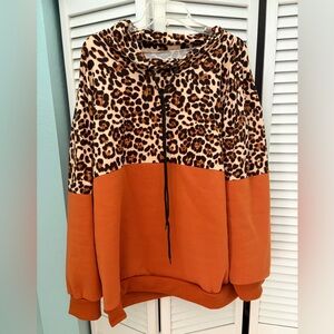 SHEIN Curve Cozy Rust Orange Pullover Hoodie